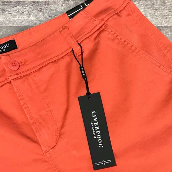 Liverpool Los Angeles Johnny Chino Short NEW Women 16/33 (37X3.5) Orange Stretch - Picture 3 of 8